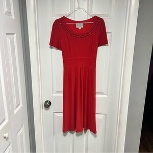 Julian Taylor Elegant Orange Red Midi Dress Size 12